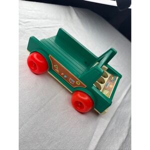 Vintage Fisher Price Little People Green Truck Ride On Toy Preschool